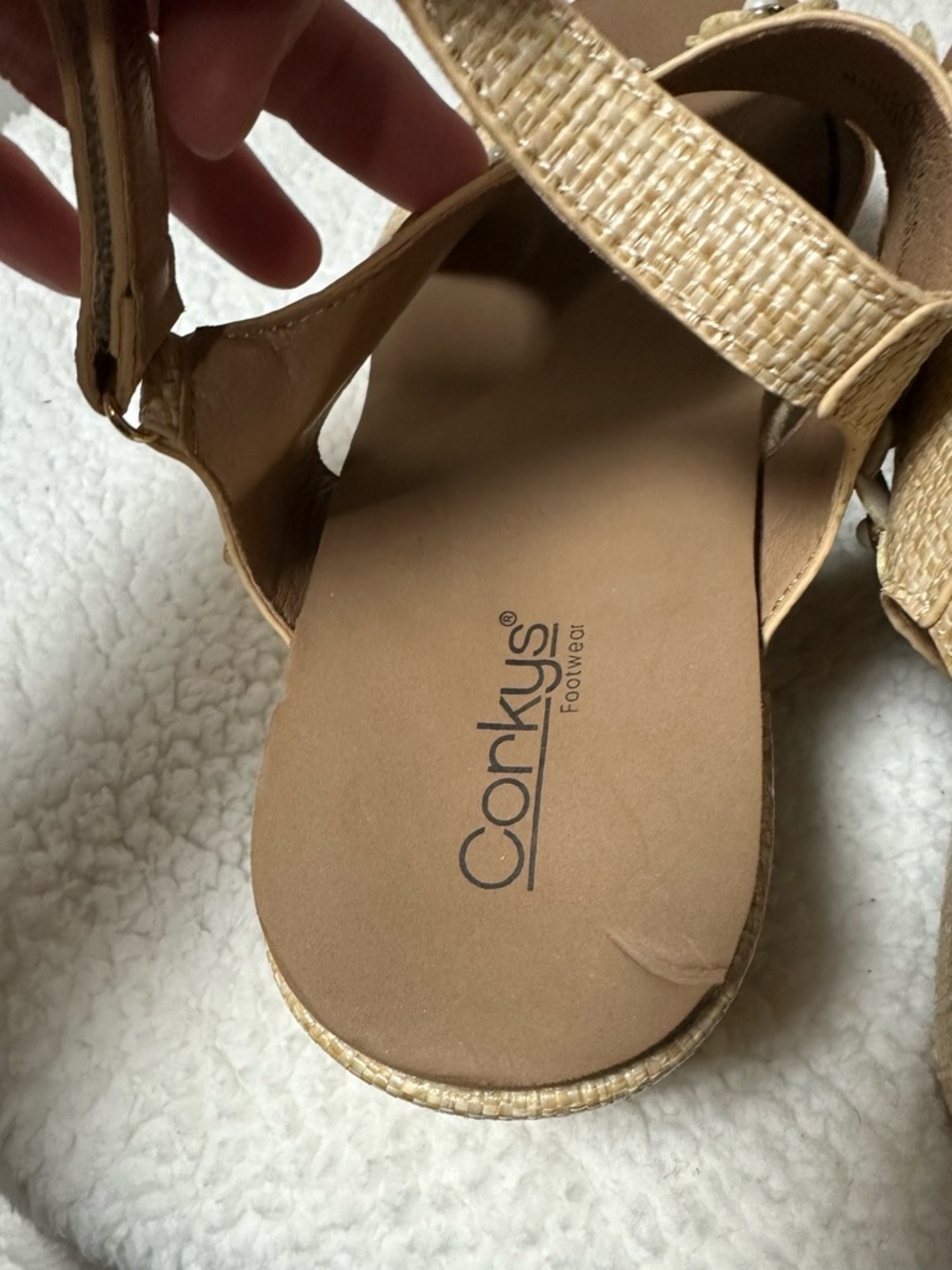 Corkys Women's Carley Raffia Floral Slingback Wedge Sandal size 11 - Picture 5 of 12
